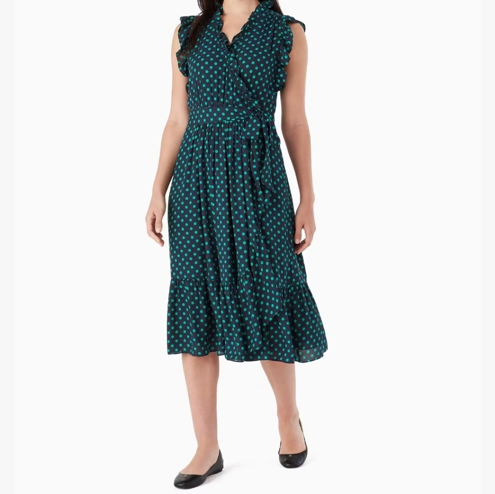 Kate Spade Dot Dot Dot Ruffle Wrap Dress size 0